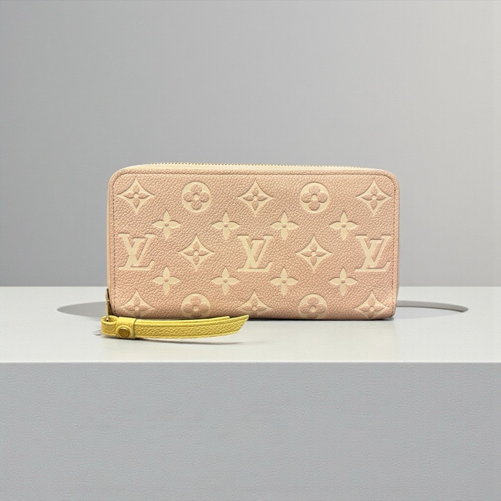 Louis Vuitton Zippy Wallet Giant Monogram Empreinte Blush + Yellow Interior